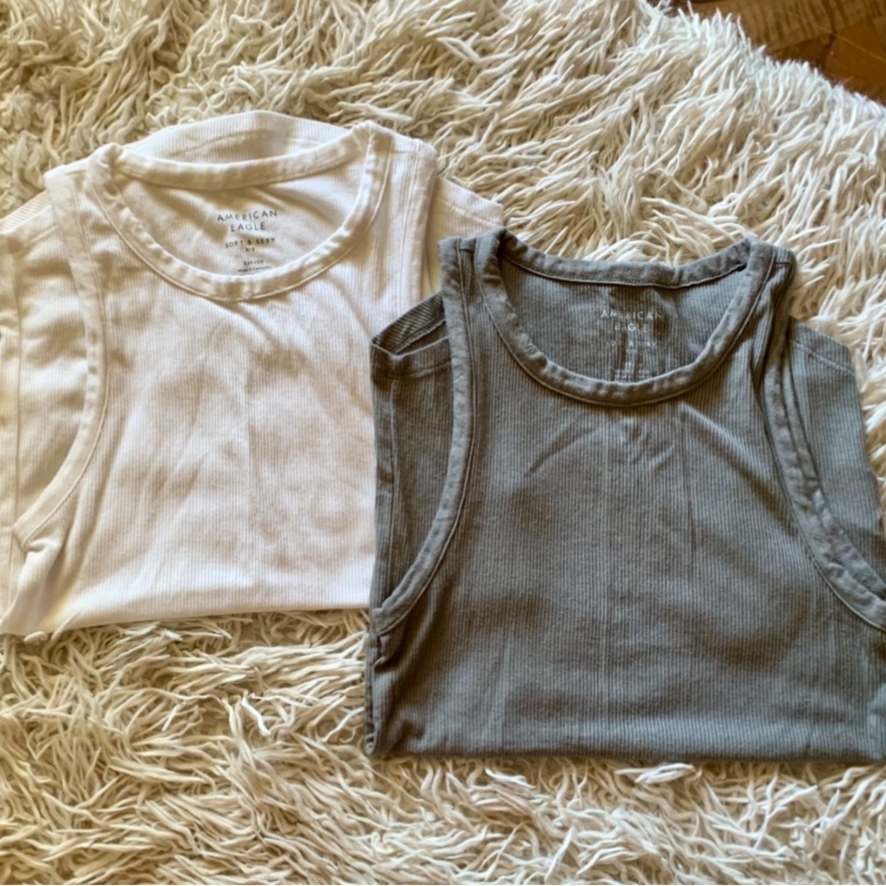 AE White & dark Gray modal blend Tanks.